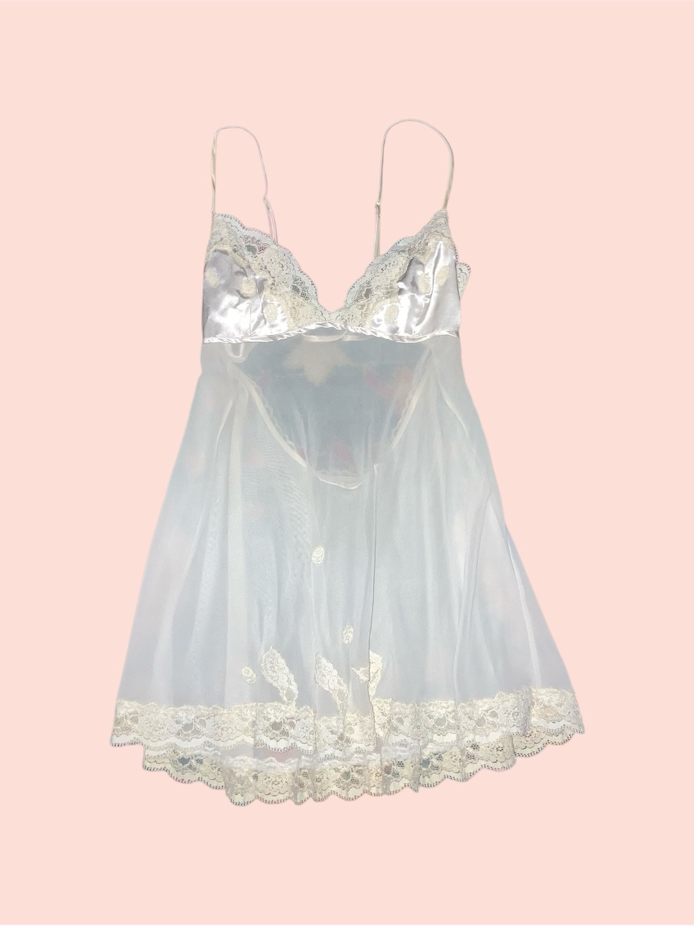 Vintage 1998 Sheer Cream Babydoll